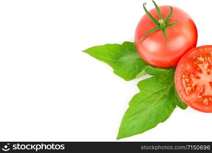 Fresh red tomato isolated on white background . Free space for your text.