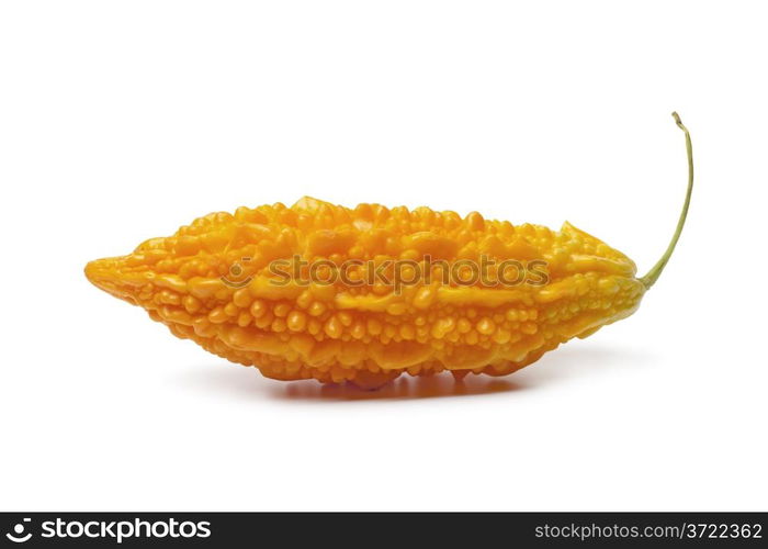 Fresh ripe bitter melon on white background