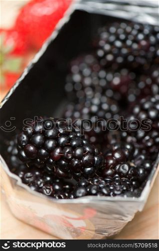 Fresh ripe blackberries closeup photo