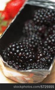 Fresh ripe blackberries closeup photo