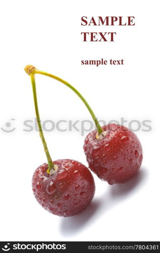 fresh ripe cherry isolated with copyspace