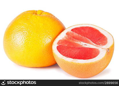 Fresh ripe grapefruits on a white background