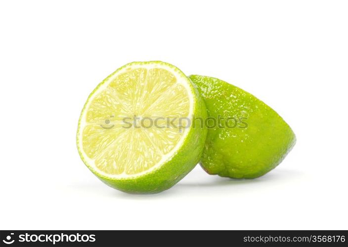 Fresh ripe lime isolated on white background
