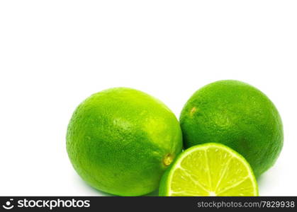 Fresh ripe lime. Isolated on white background