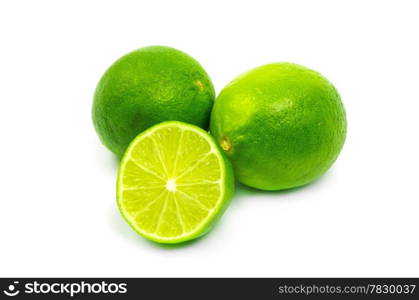 Fresh ripe lime. Isolated on white background