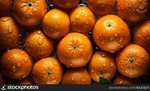 Fresh ripe oran≥s with water drops background. Fruits backdrop. Ge≠rative AI.. Fresh ripe oran≥s with water drops background. Fruits backdrop. Ge≠rative AI