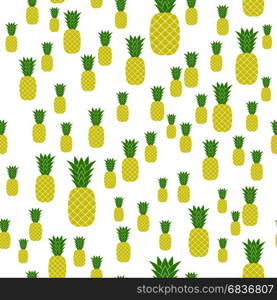 Fresh Ripe Pineapple Seamless Pattern on White. Tropical Fruit Background.. Fresh Ripe Pineapple Seamless Pattern