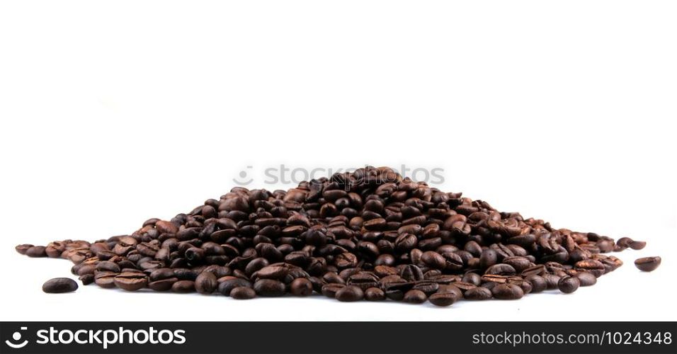 Fresh Roasted Coffee Beans Isolated On White Background