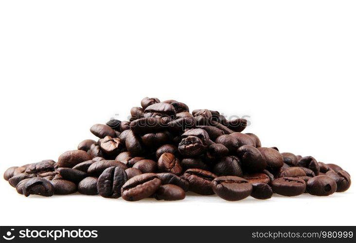 Fresh Roasted Coffee Beans Isolated On White Background