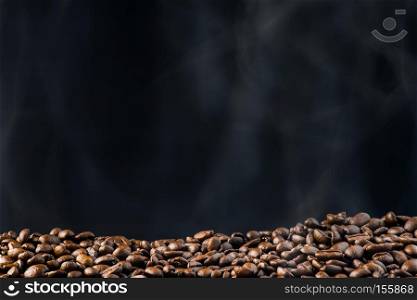 fresh roasted coffee beans with smoke