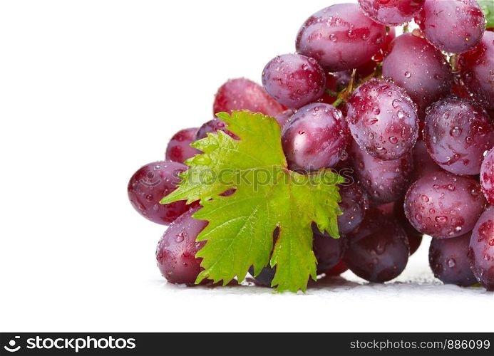 fresh rose muscat grapes with leaf