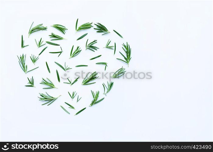 Fresh rosemary isolated on white background. Copy space