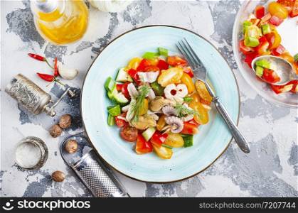 fresh salad from seafood, seafood on plate