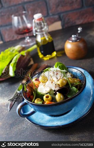 fresh salad, greek salad , salad with feta cheese