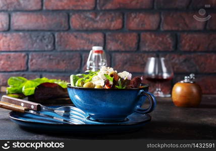 fresh salad, greek salad , salad with feta cheese