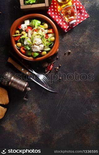 fresh salad with feta, greek salad, diet food