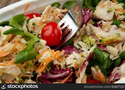 fresh salad with grilled chicken