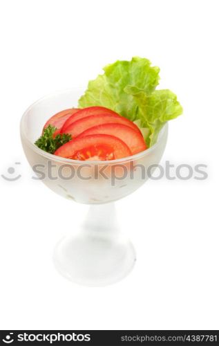 Fresh salad with tomatoes, and greens