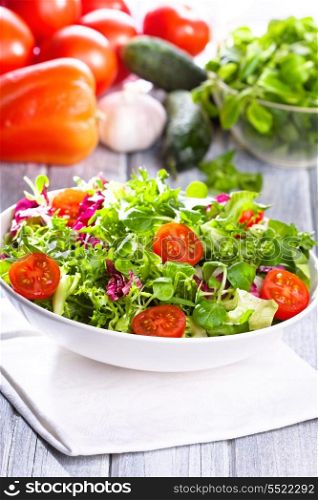 fresh salad with vegetables and greens