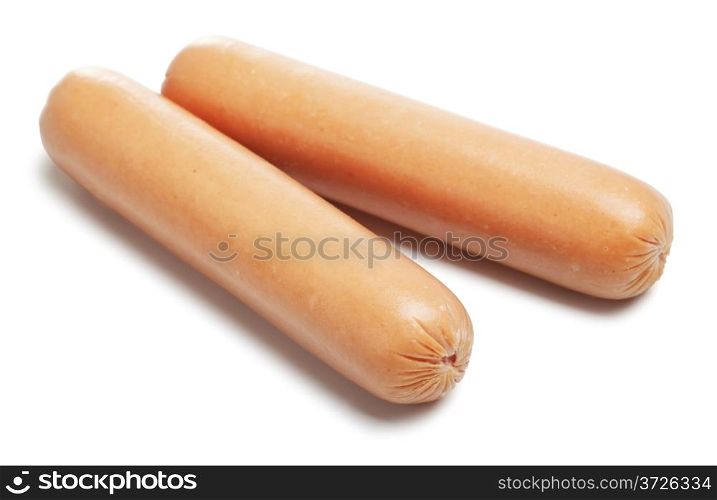 fresh sausages, isolated on a white background