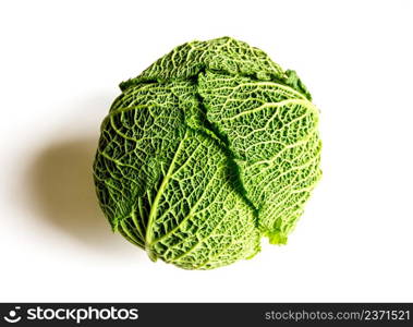 Fresh savoy cabbage isolated on a white background. Savoy cabbage isolated on a white background