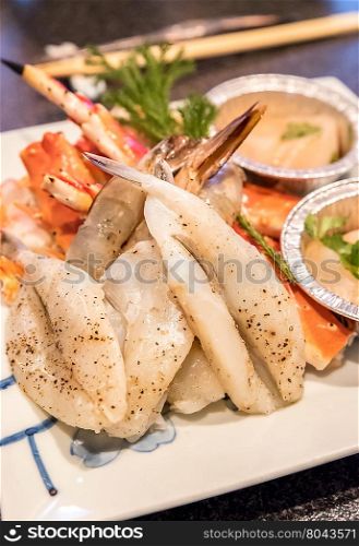 Fresh seafood set for japanese yakiniku