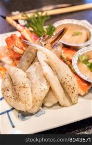 Fresh seafood set for japanese yakiniku