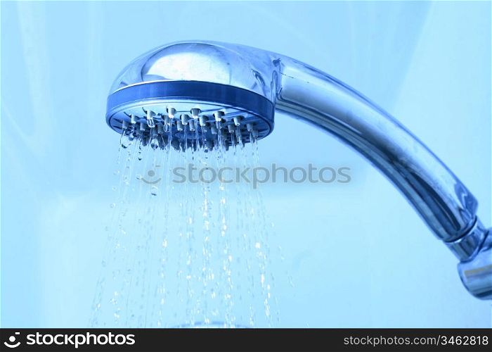 fresh shower clean blue water jet