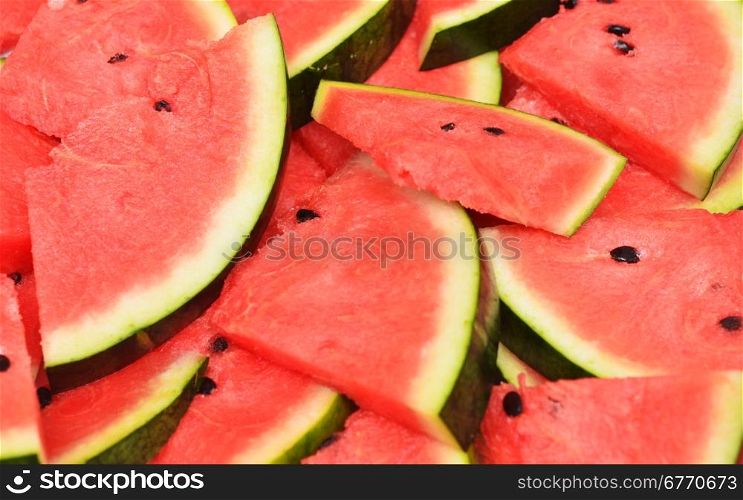 fresh slices of ripe watermelon