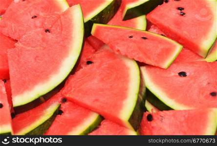 fresh slices of ripe watermelon