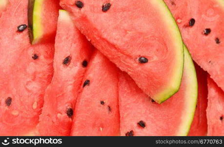 fresh slices of ripe watermelon