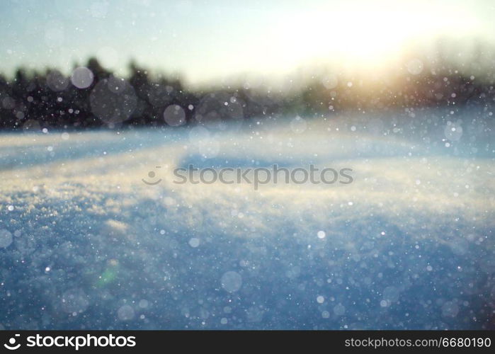 Fresh snow winter background in nature