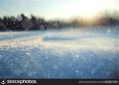 Fresh snow winter background in nature