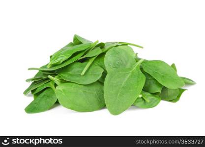 fresh spinach leaves isolated on white background