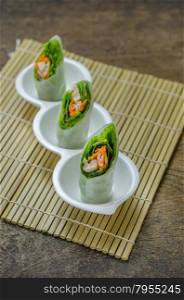 Fresh Spring Roll on white bowl , Vietnamese Food