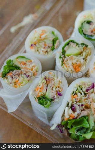 Fresh Spring Rolls on dish , Vietnamese Food