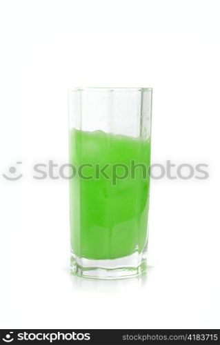 Fresh squeezed green lime juice isolated on a white background