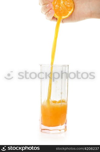 Fresh squeezed orange juice isolated on a white background