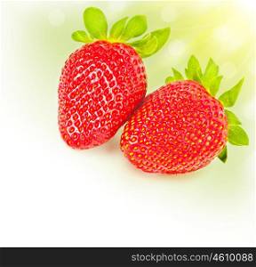 Fresh strawberries border, ripe red tasty berry isolated over white background, healthy fruit breakfast, organic nutrition and diet concept