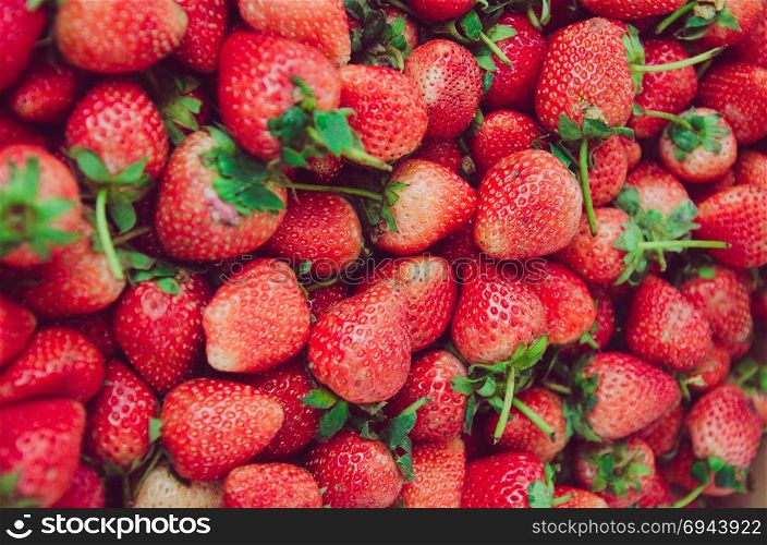 Fresh strawberries bunch background
