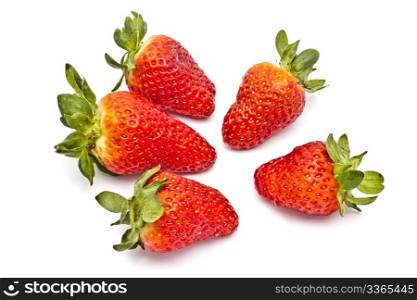 Fresh strawberries closeup on white background