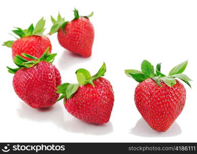 fresh strawberries on white background