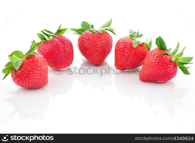 fresh strawberries on white background