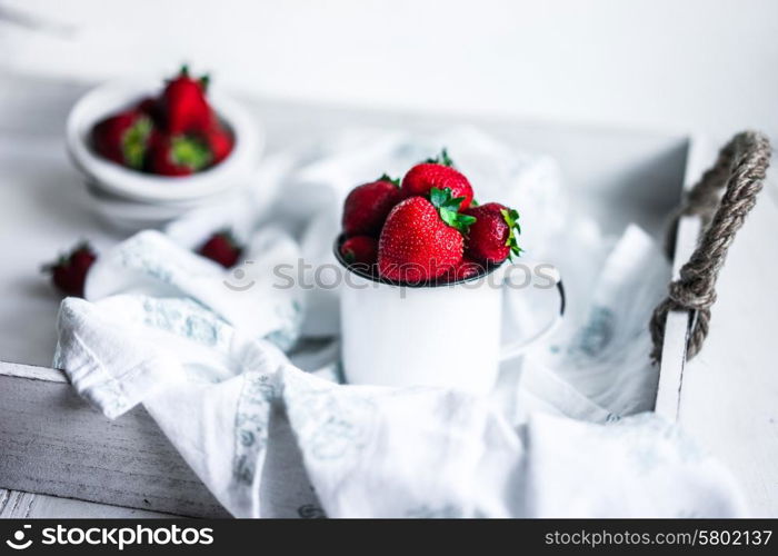 Fresh strawberries on white background