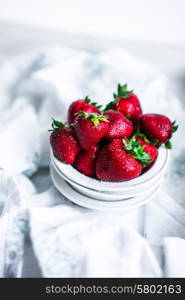 Fresh strawberries on white background