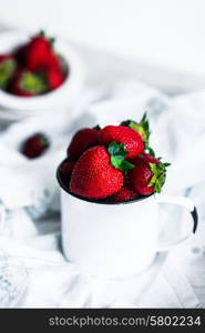 Fresh strawberries on white background