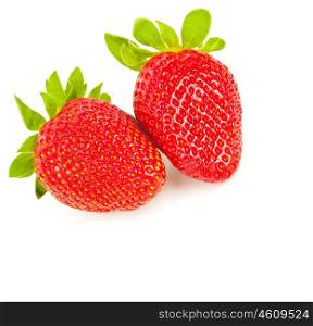 Fresh strawberries, ripe red tasty berry isolated over white background, healthy fruit breakfast, organic nutrition and diet concept