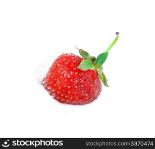 Fresh strawberry in white icecream