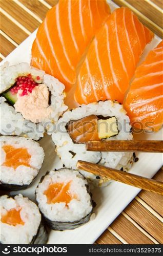 fresh sushi traditional japanese food