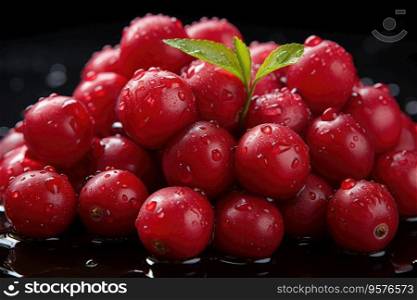 Fresh sweet cranberries close up.